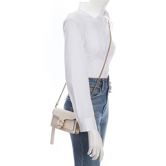 Coach Tabby Pebbled Leather Wristlet Crossbody - Chalk/Brass CJ925 - Picture 4 of 9